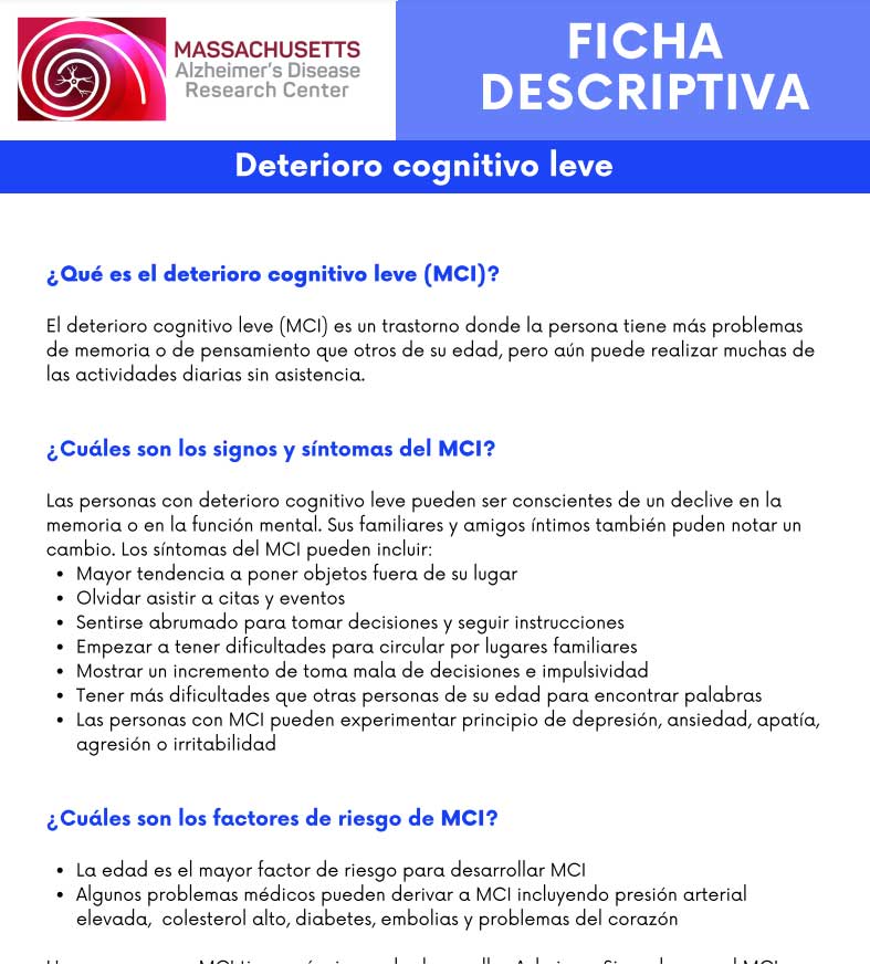 Mild cognitive impairment sheet - Spanish