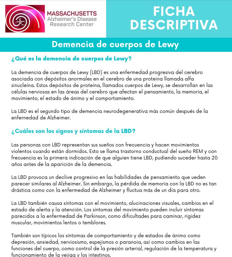 Lewy body dementia fact sheet - Spanish